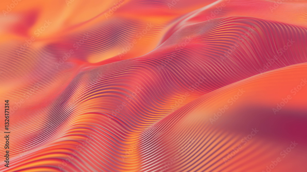 Poster Abstract red and orange gradient waves in minimalistic design for contemporary art