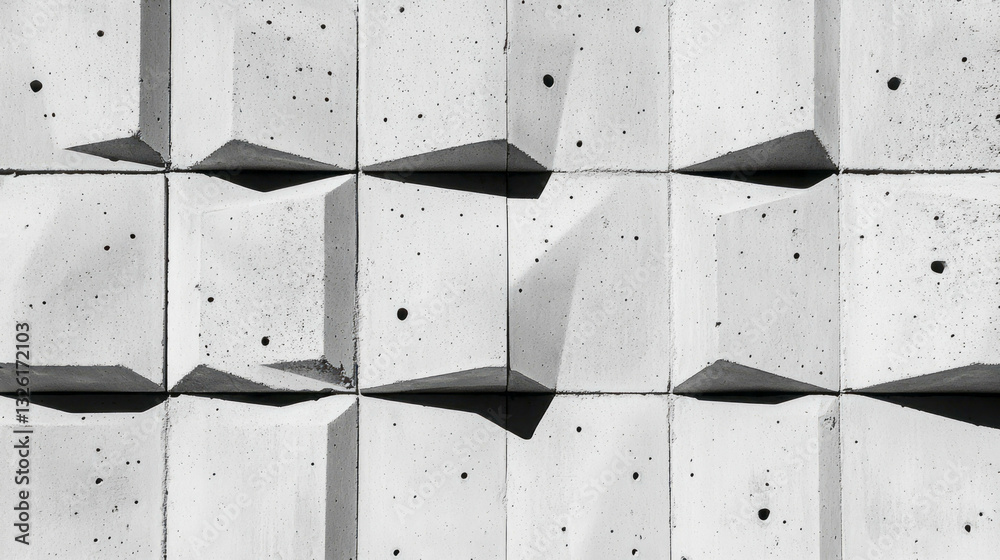 Aufkleber Geometric concrete blocks with rough texture for architectural design