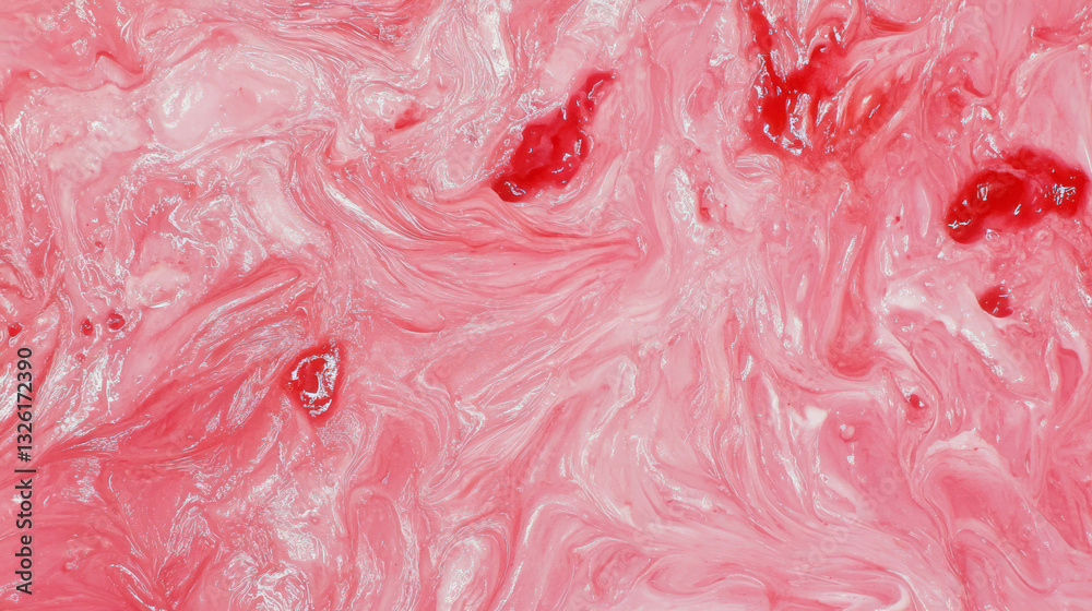 Poster vivid texture of salmonberry jam with tartness in abstract chaos