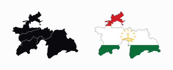 Fototapeta premium Tajikistan Map vector icon. Map of Tajikistan in Flag colors. 