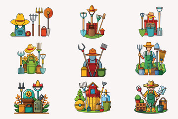 Obraz premium Farmer tools vector isolated on white background.