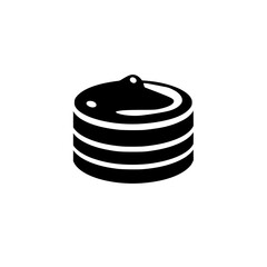 Minimalist Black and White Vector Illustration of Stacked Pancakes with Syrup Drizzle and Simple, Clean Aesthetic on White Background
