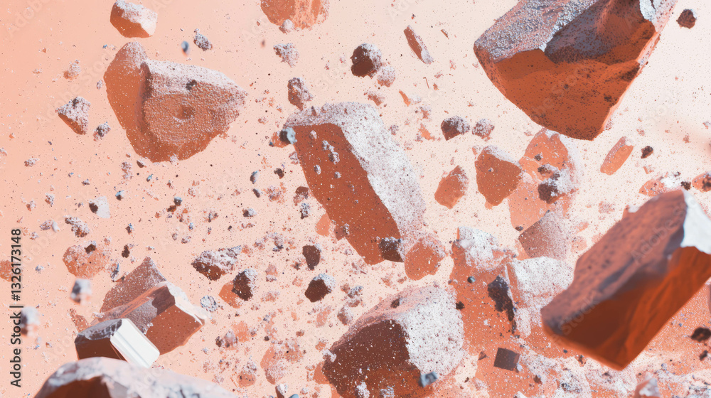 Poster abstract chaos of sandpaper textures and debris in dynamic motion
