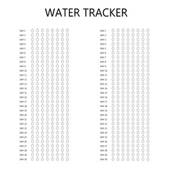 Water tracker. Habit tracker for month. Template mockup. Vector personal organizer. Minimalist simple planner.