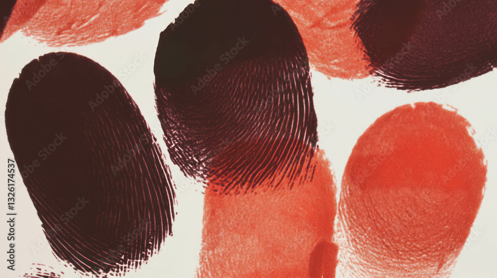 Poster Abstract pattern of smudges and fingerprints in red and black