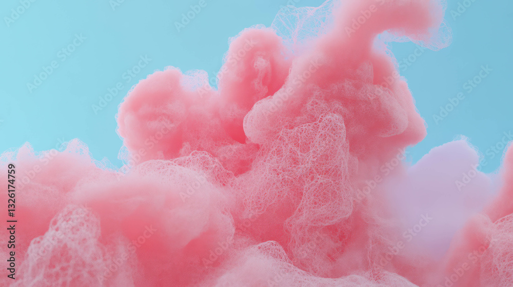 Poster abstract cloudlike texture with soft chaotic flowing patterns in pastel pink and blue