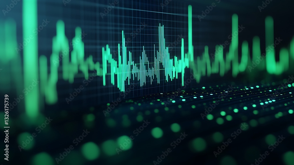 Poster Abstract Digital Waveform Visualization with Green Lines on Graph Background and Points Representing Data Trends