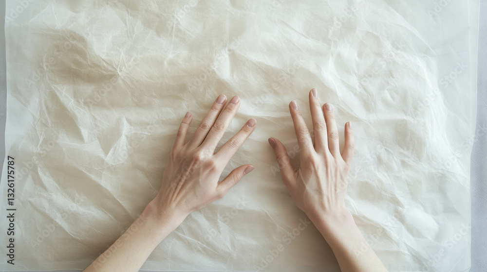 Poster Hands on tracing paper: exploring texture and transparency in creative chaos