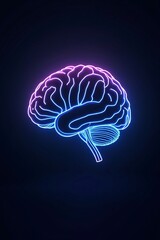 Futuristic neon brain illustration with glowing lines, representing AI and deep thinking.