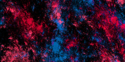 Star field background Aquamarine and dark red, navy blue and nebula universe. Cosmic neon light blue watercolor background aquarelle deep black Paper textured. Fantastic outer view space © Fannaan