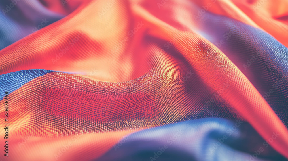 Poster Vibrant woven fabric texture with abstract pattern for design and background use