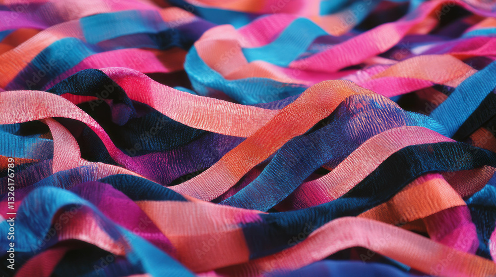 Poster vibrant woven fabric with chaotic pattern texture for artistic design
