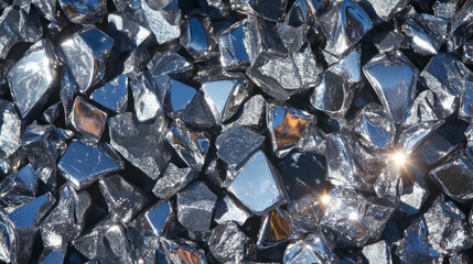 Shiny zinc textured surface with sparkling chaos reflections for abstract design