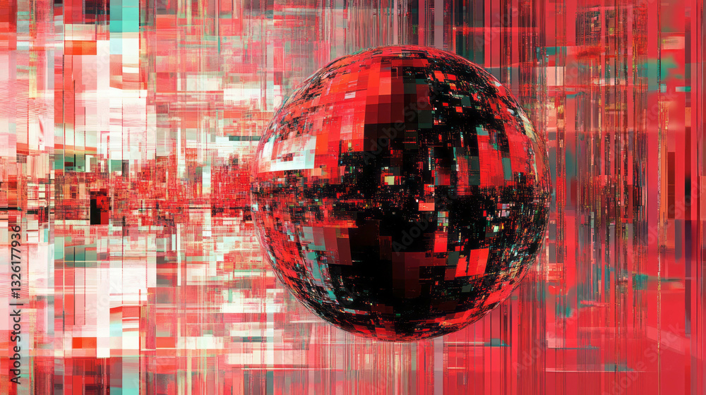 Aufkleber y2k style digital art with abstract glitch texture and retro aesthetic