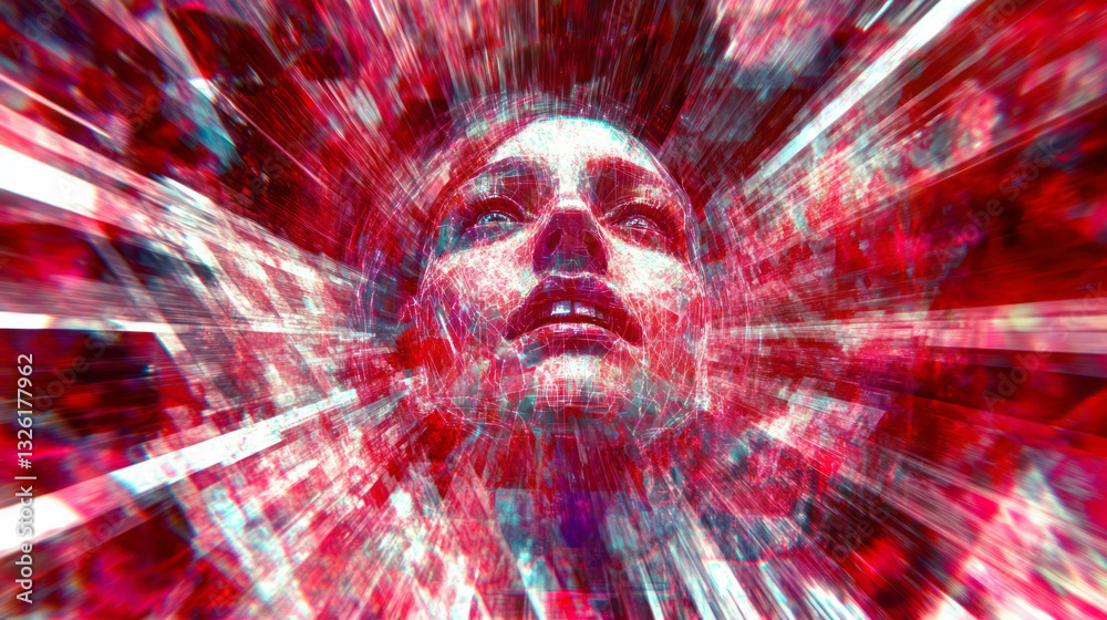 Poster Y2k futuristic digital identity and expression with abstract texture