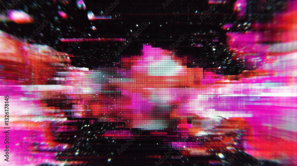 Poster vibrant y2k pop culture abstract with retro glitch effect for design projects
