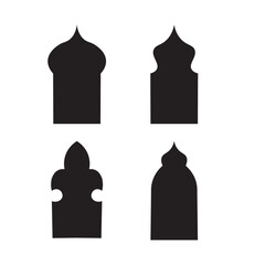 Oriental style islamic Ramadan Kareem and Eid Mubarak windows and arches. Arabic style icon shapes transparent png or isolated on white background.	
