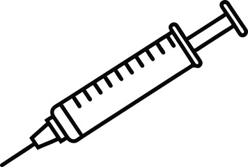 Syringe injection icon line art , medical syringe outline