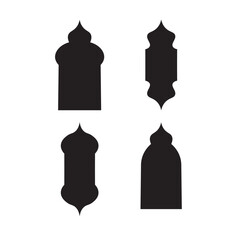 Oriental style islamic Ramadan Kareem and Eid Mubarak windows and arches. Arabic style icon shapes transparent png or isolated on white background.	

