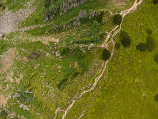  Majestic aerial view of Shpytsi Mountain with sharp rocky peaks in the Carpathians, Ukraine