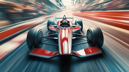 Dynamic Racing Car in Motion on a High-Speed Track Scene