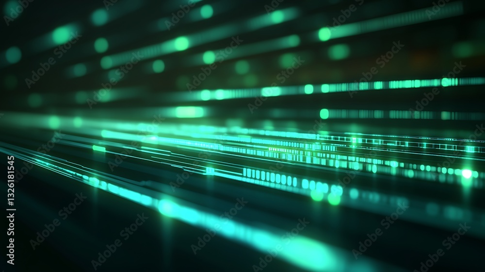 Poster abstract green digital lines with glowing dots creating a futuristic technology background for graph
