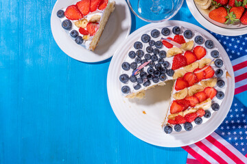  4th of July cake with flag and berries