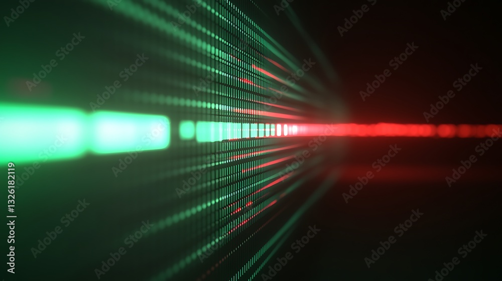 Poster Abstract light pattern with green and red colors creating a dynamic visual effect suitable for modern designs