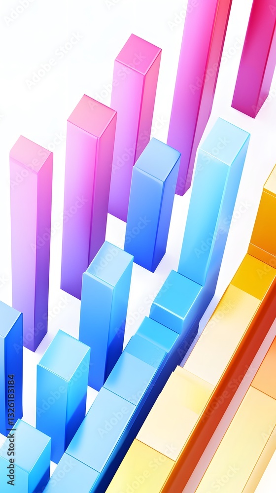 Poster colorful bar chart representing strategic forecasting with copy space for data visualization in a bu