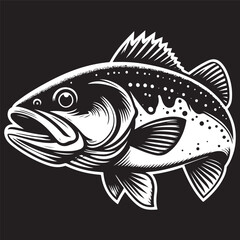 Cod fish logo design. Cod fish emblem. Fishing theme illustration.