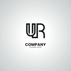 Abstract Initial Letter UR RU Modern Minimal Unique Logo Design Vector.