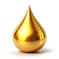 Gold oil drop isolated on white background