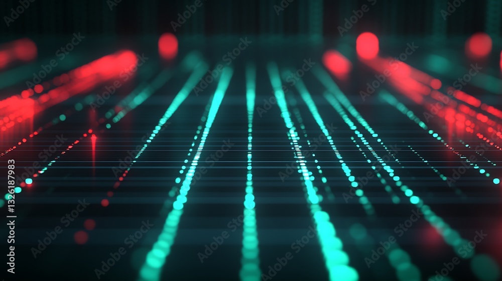 Poster digital abstract background with colorful bokeh lights creating an atmosphere of technology and inno