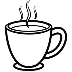 Steaming Coffee Cup Silhouette Vector Art for Hot Beverage Design