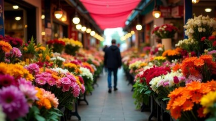 open flower market on the street