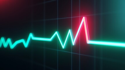 Digital Heart Rate Monitor Display with Neon Blue and Red Waveforms on Dark Background