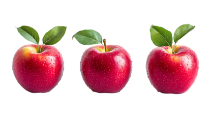 Pack Apple Fruit Set in Different Poses Against Transparent Background for Organic Food Branding, Healthy Lifestyle Promotion, or Culinary Design