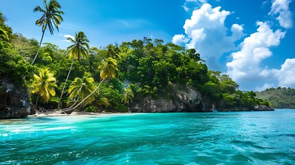 Naklejka premium tropical pool with palm trees and water