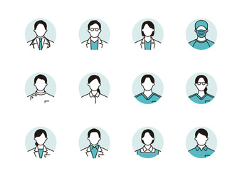 医療チームのアイコンセット　円背景