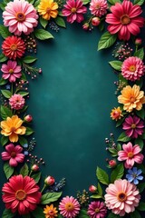 Intricate arrangement of diverse flowers forms a lush border , design, nature photography, floral design