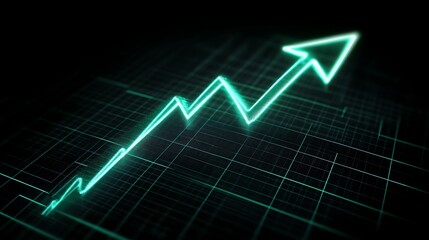 Naklejka premium Futuristic glowing arrow representing growth and success in financial and technological markets