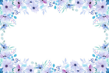 Colorful watercolor floral frame background. Illustration isolated on white background.
