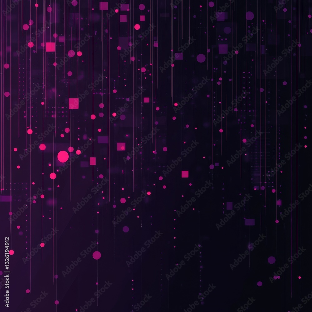Aufkleber abstract digital data stream with pink and purple geometric shapes on dark background.