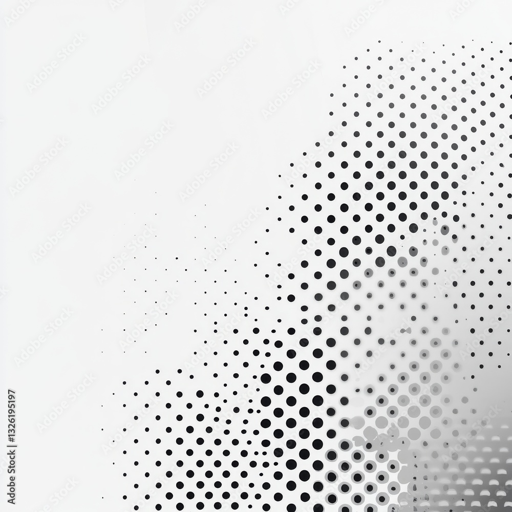 Leinwandbilder Abstract Gradient Halftone Pattern: Black Dots on White Background with Varying Sizes.