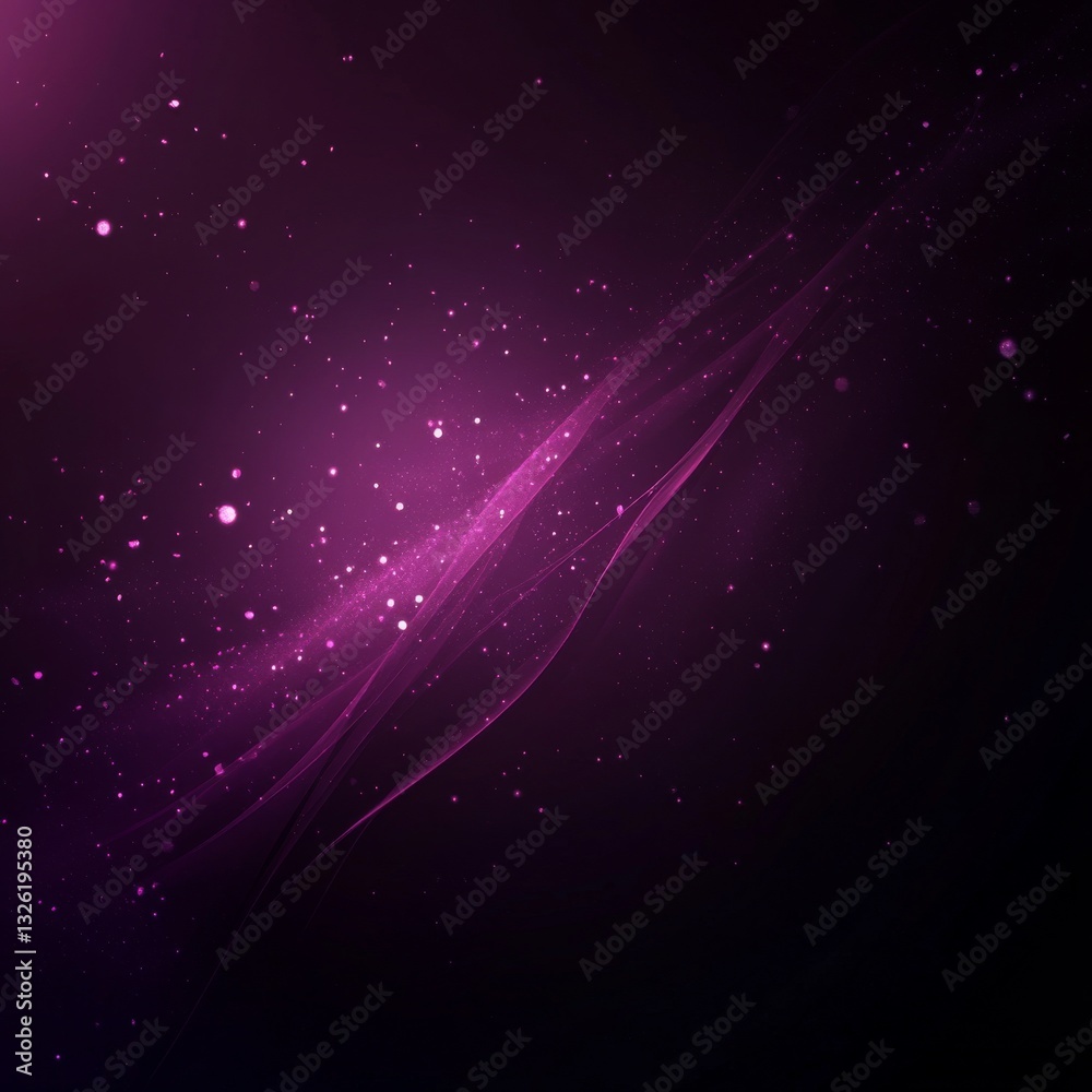 Aufkleber abstract pink light trails and sparkling particles on dark background - ethereal design