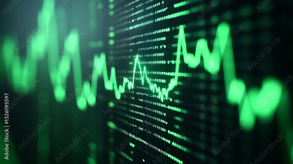 Poster green digital waveform abstract background representing data visualization and technology concepts