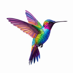 Fototapeta premium Fantasy world. Colorful hummingbird. Abstract watercolor drawing. Flat vector design. EPS 10 version.