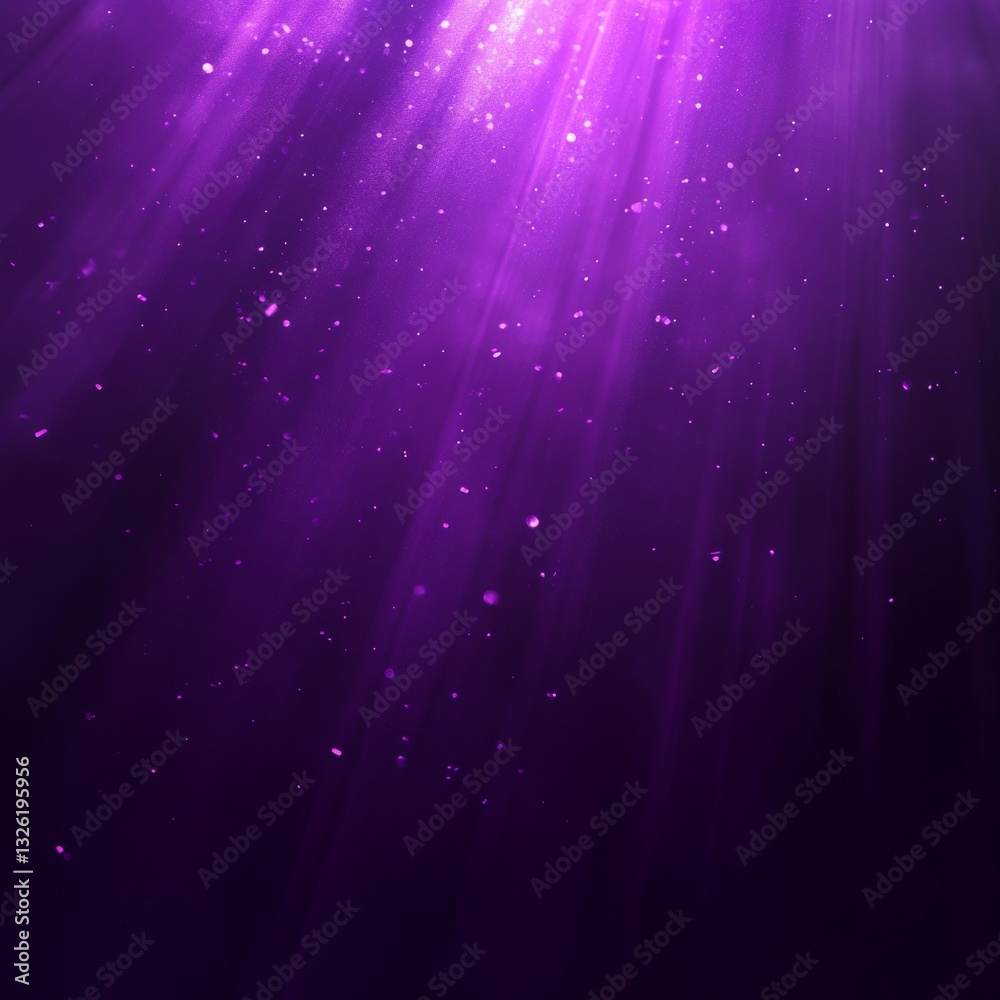 Aufkleber Abstract Purple Light Rays and Glittering Particles Background with a Dark Mysterious Ambiance 