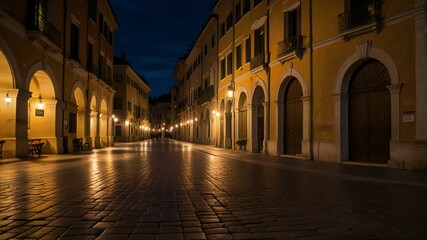 Fototapeta premium Romantic Evening Street Scene in Verona, Italy - Low Light Photography