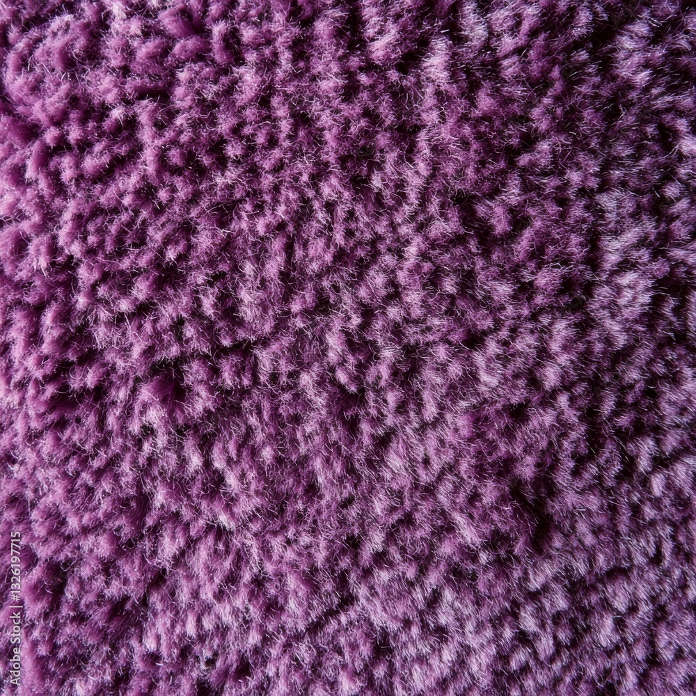 Poster close-up of a soft purple faux fur texture, showing depth and warmth for cozy and stylish background
